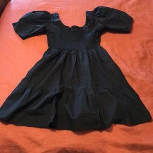 GAP Puff Sleeve Smocked Mini Dress in Black size XL